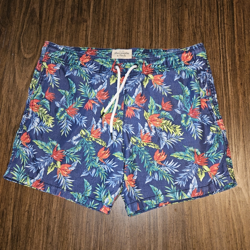 Abercrombie & Fitch Floral Swim Trunks Men’s M Mesh Liner Elastic Waist
